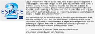 RTS Espace 2 - Tantra et sexualit&eacute;